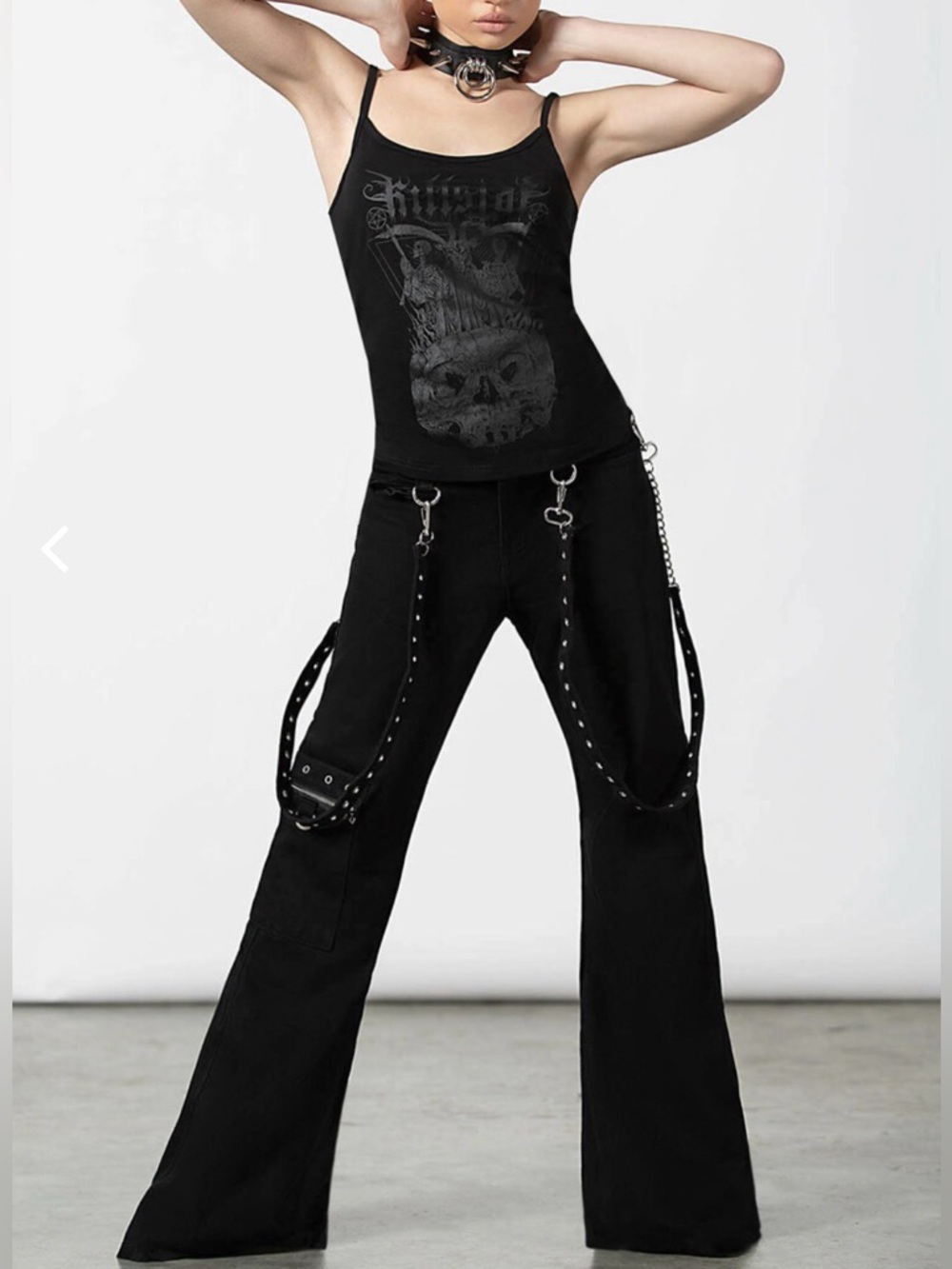 Killstar Women’s Size M Black Time Bomb Flare Leg Denim Trouser Jeans